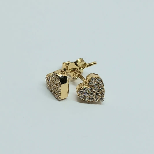 Náušnice ze žlutého zlata 14k . Pecky . Srdce . 1,30g . stav A1