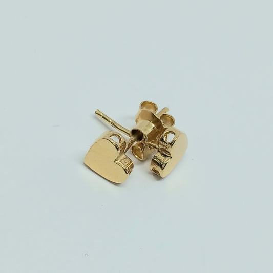 Náušnice ze žlutého zlata 14k . Pecky . Srdce . 1,18g . stav A1