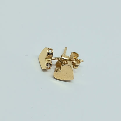 Náušnice ze žlutého zlata 14k . Pecky . Srdce . 1,18g . stav A1