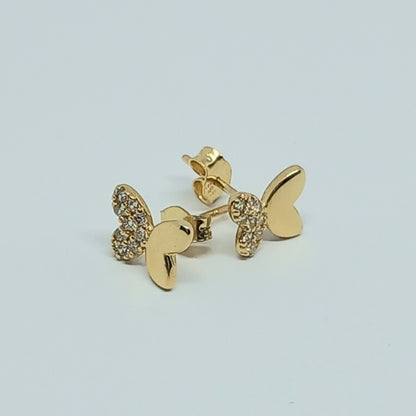 Náušnice ze žlutého zlata 14k . Pecky . Motýl . 1,20g . stav A1
