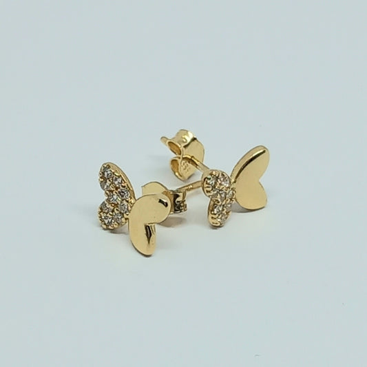 Náušnice ze žlutého zlata 14k . Pecky . Motýl . 1,20g . stav A1