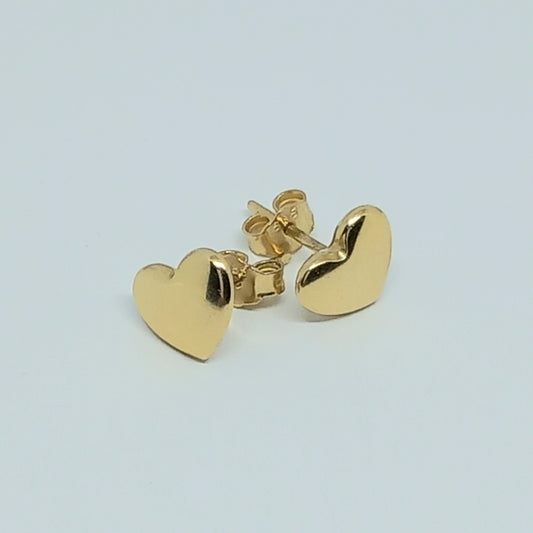 Náušnice ze žlutého zlata 14k . Pecky . Srdce . 1,26g . stav A1