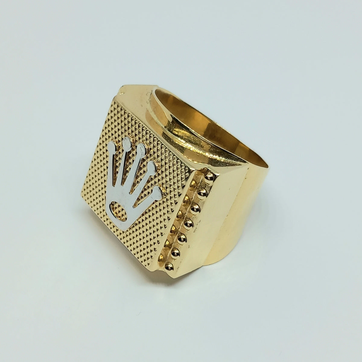 Pánský prsten ze žlutého a bílého zlata 14k . 8,89g . vel. 67 . stav C