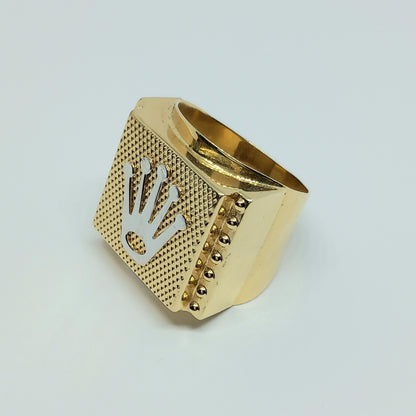 Pánský prsten ze žlutého a bílého zlata 14k . 8,89g . vel. 67 . stav C