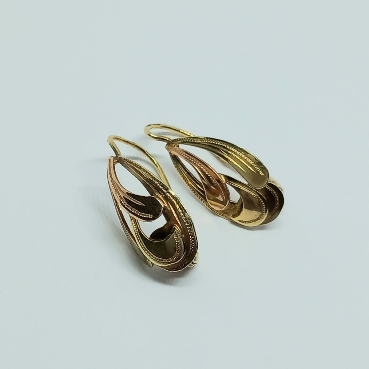Náušnice ze žlutého a růžového zlata 14k . Visací . stav C