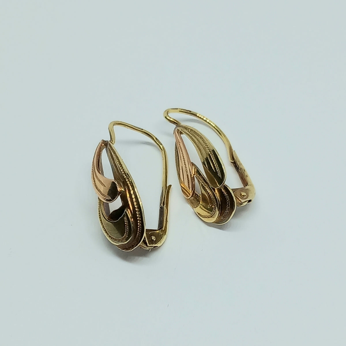 Náušnice ze žlutého a růžového zlata 14k . Visací . stav C