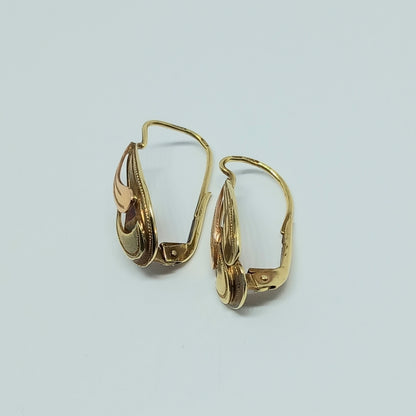 Náušnice ze žlutého a růžového zlata 14k . Visací . stav C