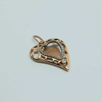 Přívěšek z růžového zlata 14k . Srdce . Madona . 2,14g . stav B