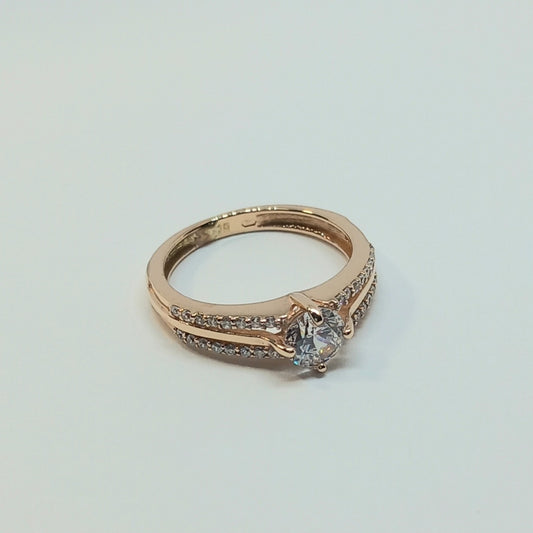 Zlatý prsten 14k 585/1000 - zlato růžové - použité - vel. 49