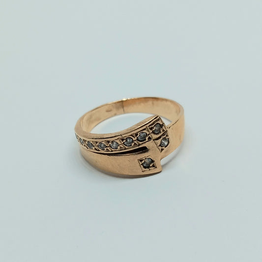 Zlatý prsten 14k 585/1000 - zlato růžové - použité - vel. 56