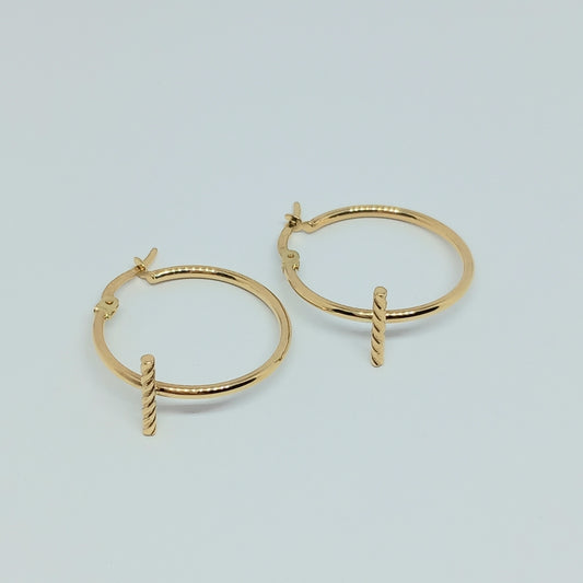 Náušnice ze žlutého zlata 14k . Kruhy . 1,50g . stav A1