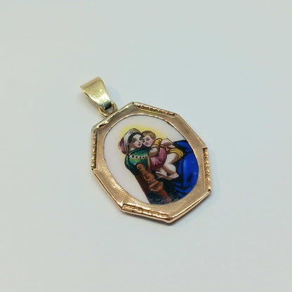Zlatý přívěšek 14k 585/1000 Madonka - zlato žluté a růžové - použité