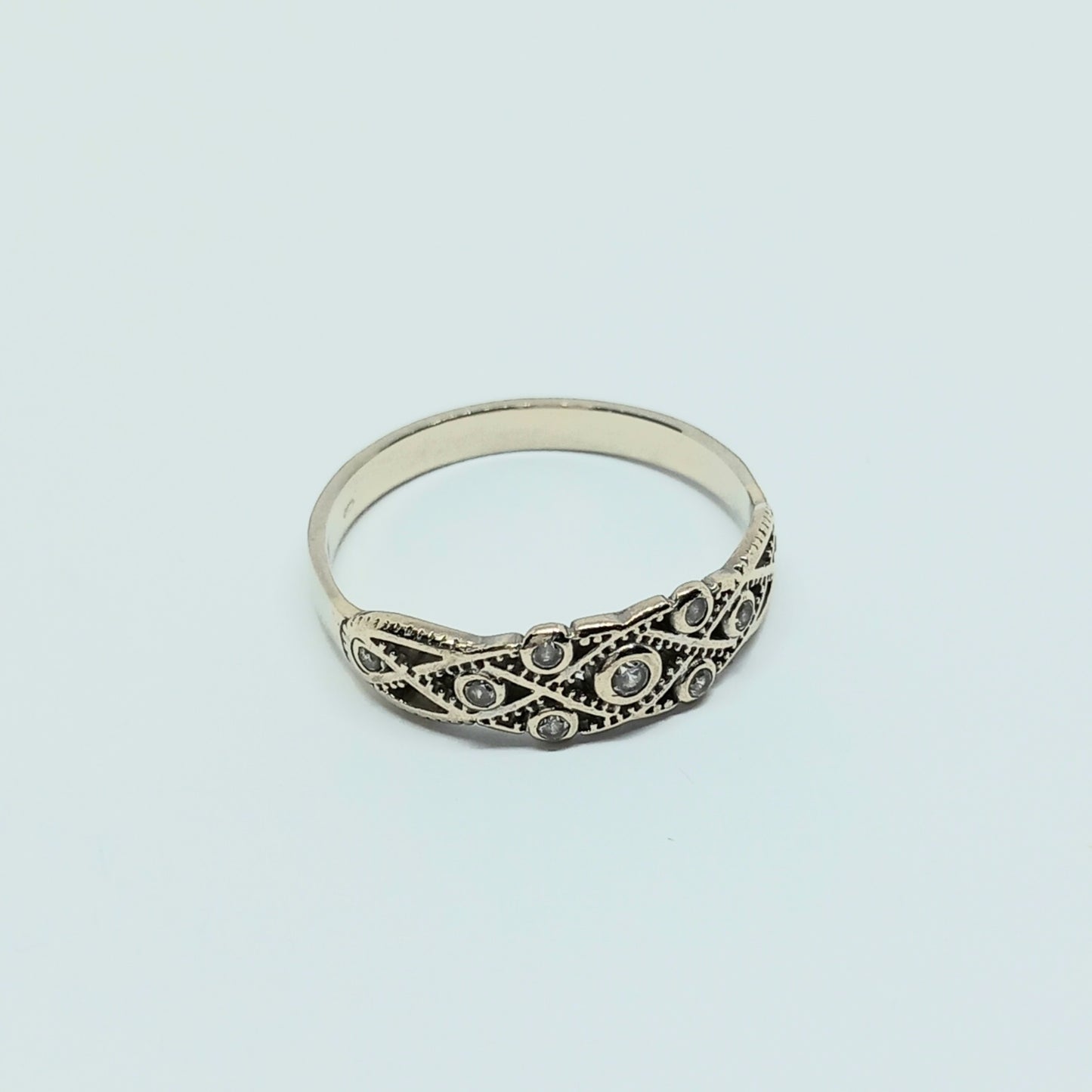 Zlatý prsten 14k 585/1000 - zlato bílé - použité - vel. 58