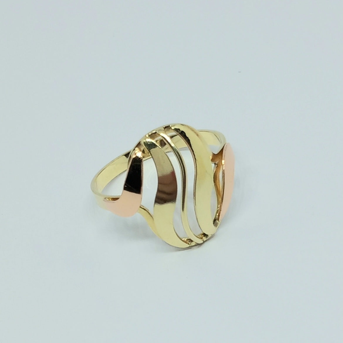 Zlatý prsten 14k 585/1000 - zlato žluté a růžové - použité - vel. 63