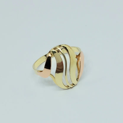 Zlatý prsten 14k 585/1000 - zlato žluté a růžové - použité - vel. 63