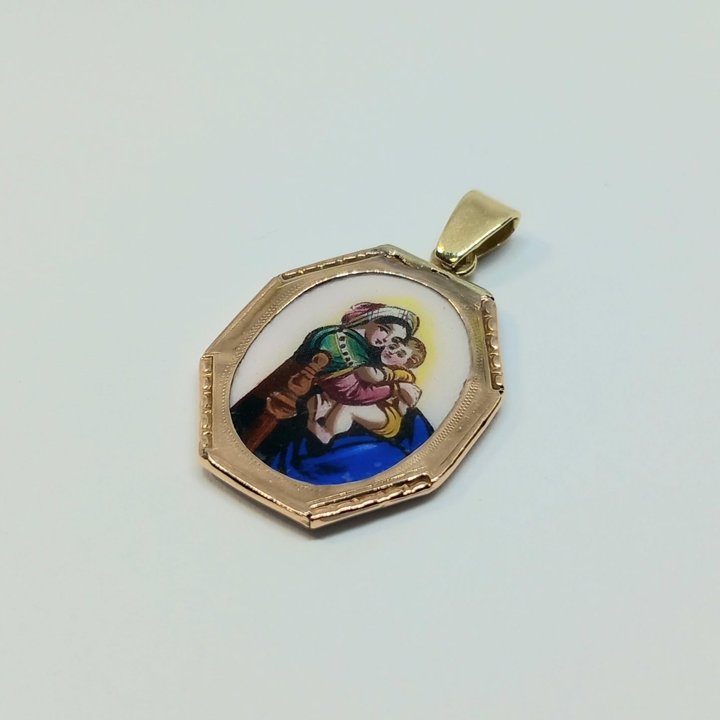 Zlatý přívěšek 14k 585/1000 Madonka - zlato žluté a růžové - použité