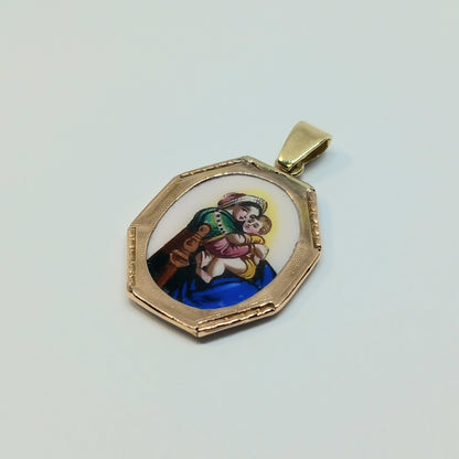 Zlatý přívěšek 14k 585/1000 Madonka - zlato žluté a růžové - použité