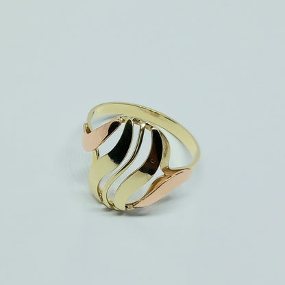 Zlatý prsten 14k 585/1000 - zlato žluté a růžové - použité - vel. 63