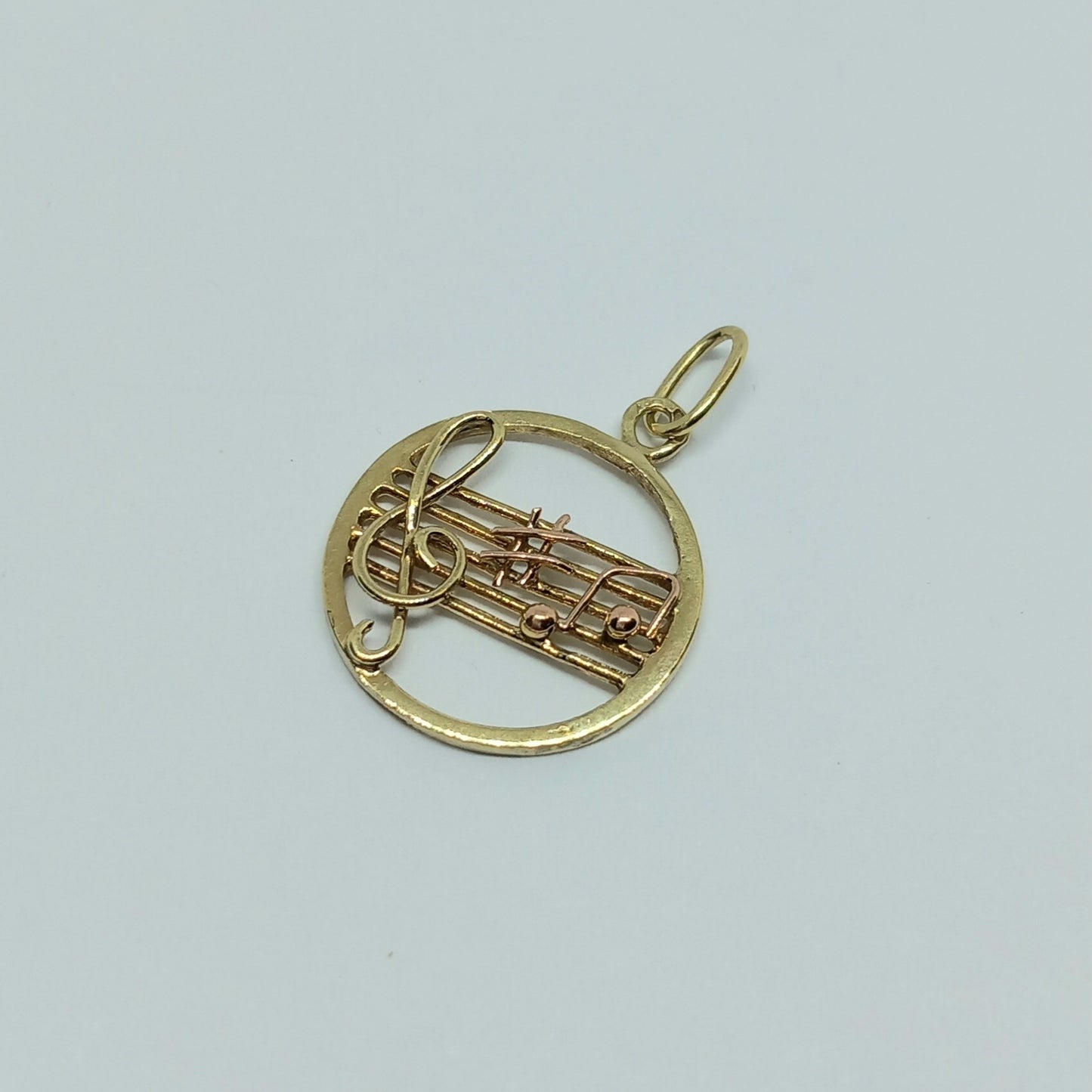 Zlatý přívěšek 14k 585/1000 Houslový klíč a noty - zlato žluté a červené - použité