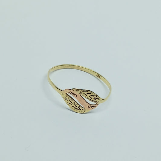 Dámský prsten ze žlutého a růžového zlata 14k . 0,69g . vel. 57 . stav B
