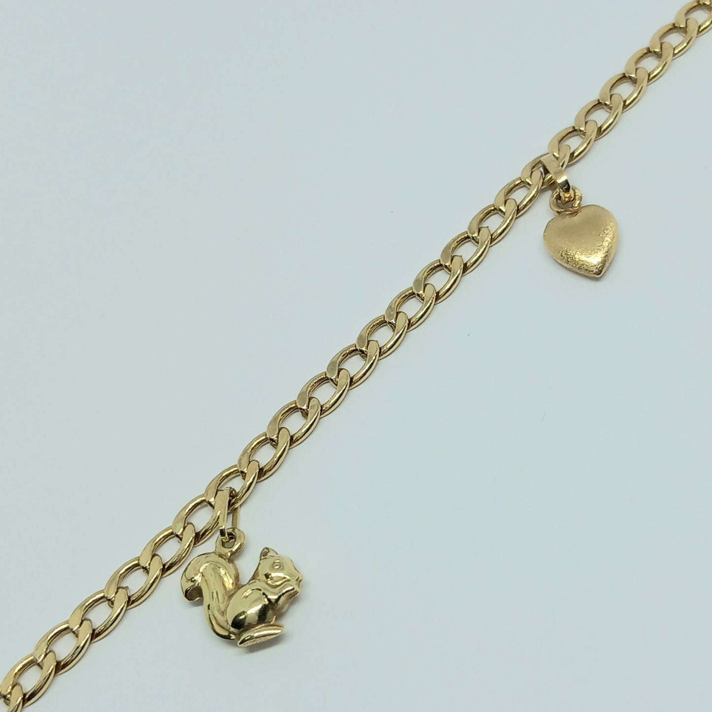 Zlatý náramek 14k 585/1000 Žebrák - srdce - veverka - zlato žluté - 19,5cm