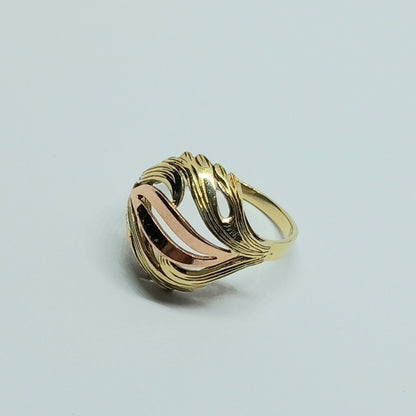Zlatý prsten ze žlutého a růžového zlata 14k . vel. 54 . 3,28g . stav B