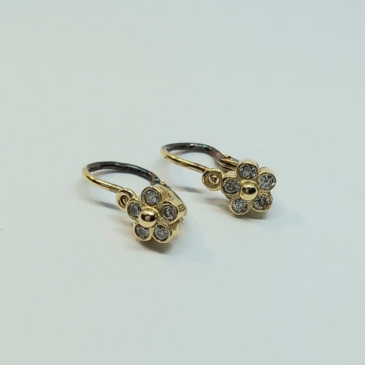 Zlaté náušnice 14k 585/1000 visací - Květinka - dětské - použité