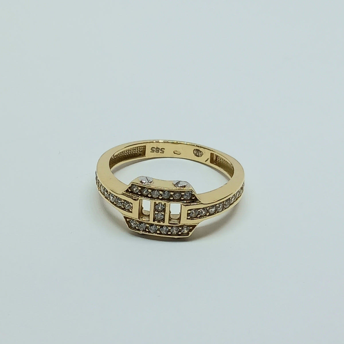 Pánský . Dámský prsten ze žlutého a bílého zlata 14k . vel. 64 . 4,10g . stav A1