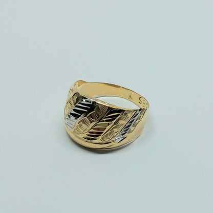 Dámský prsten ze žlutého a bílého zlata 14k . vel. 58 . 1,89g . stav B