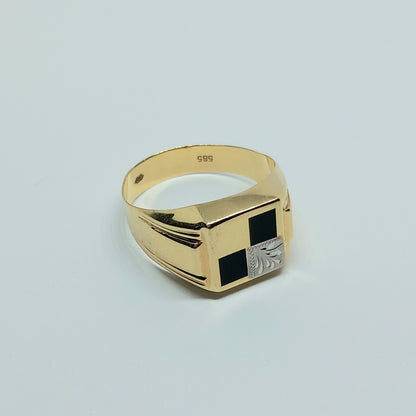 Pánský prsten ze žlutého a bílého zlata 14k . vel. 69 . 4,68g . stav A1