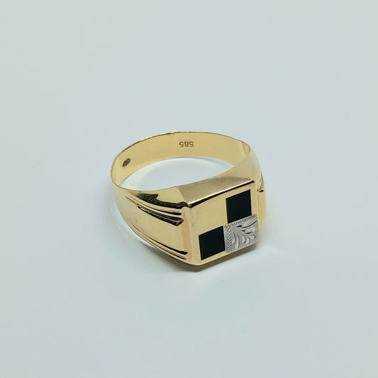 Pánský prsten ze žlutého a bílého zlata 14k . vel. 69 . 4,68g . stav A1
