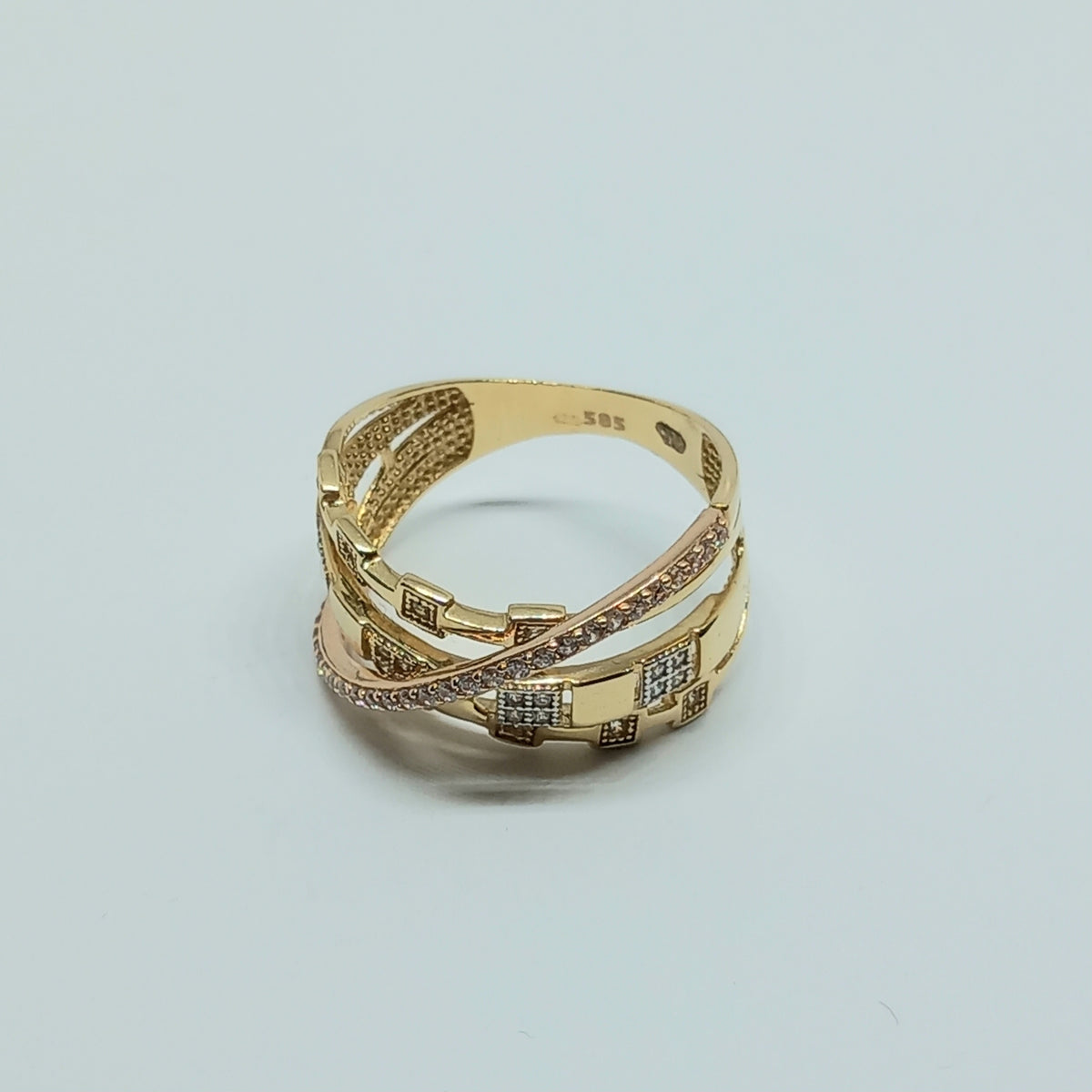 Dámský prsten ze žlutého a růžového zlata 14k . vel. 56 . 3,64g . stav A1