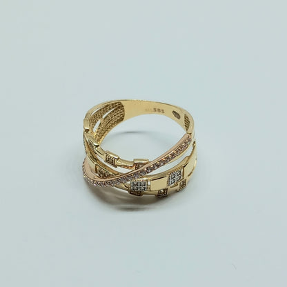 Dámský prsten ze žlutého a růžového zlata 14k . vel. 56 . 3,64g . stav A1