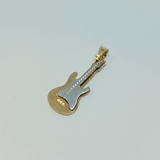 Zlatý přívěšek 14k 585/1000 Kytara - zlato žluté a bílé - použité