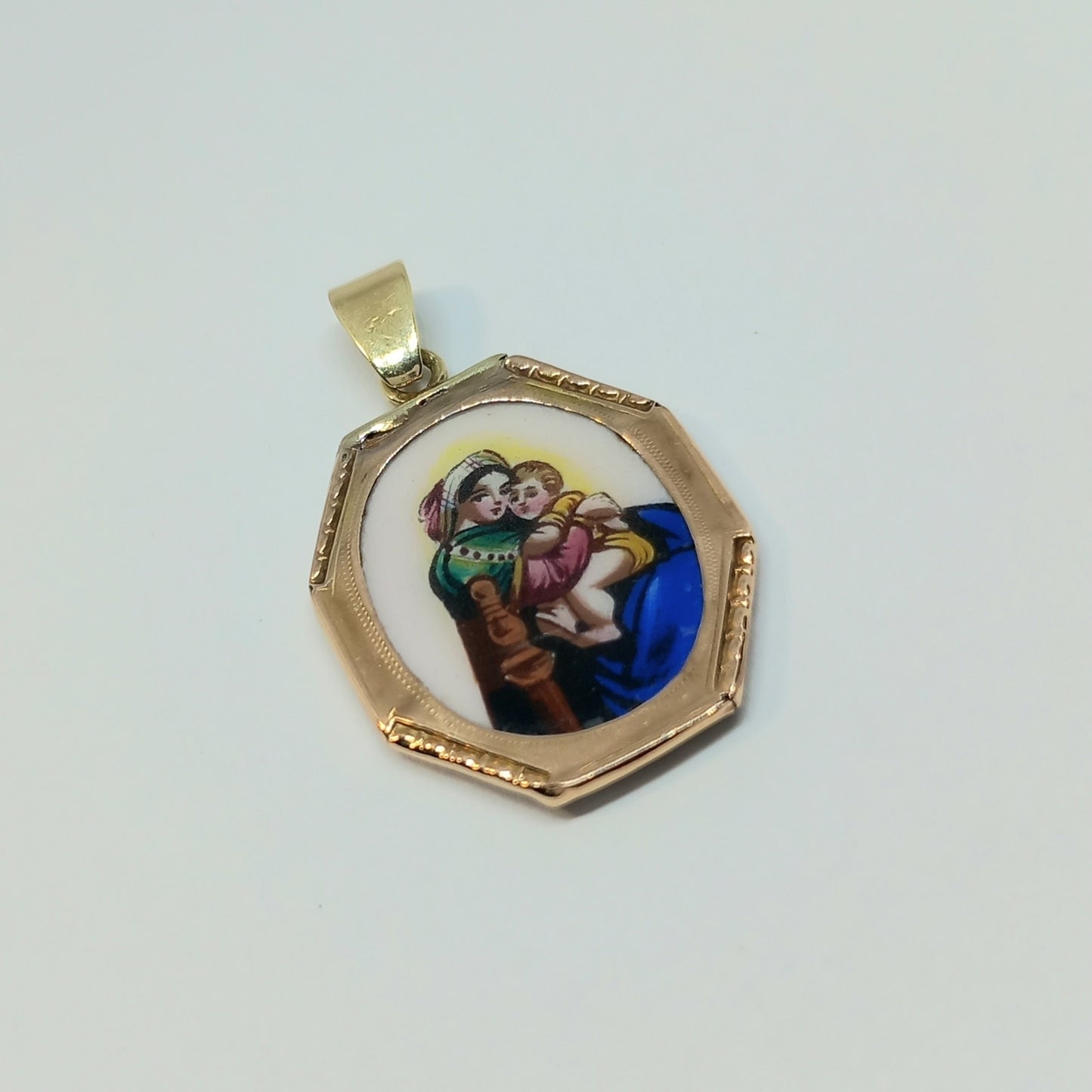 Zlatý přívěšek 14k 585/1000 Madonka - zlato žluté a růžové - použité