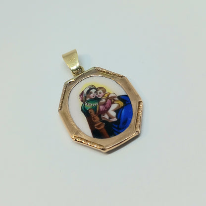 Zlatý přívěšek 14k 585/1000 Madonka - zlato žluté a růžové - použité