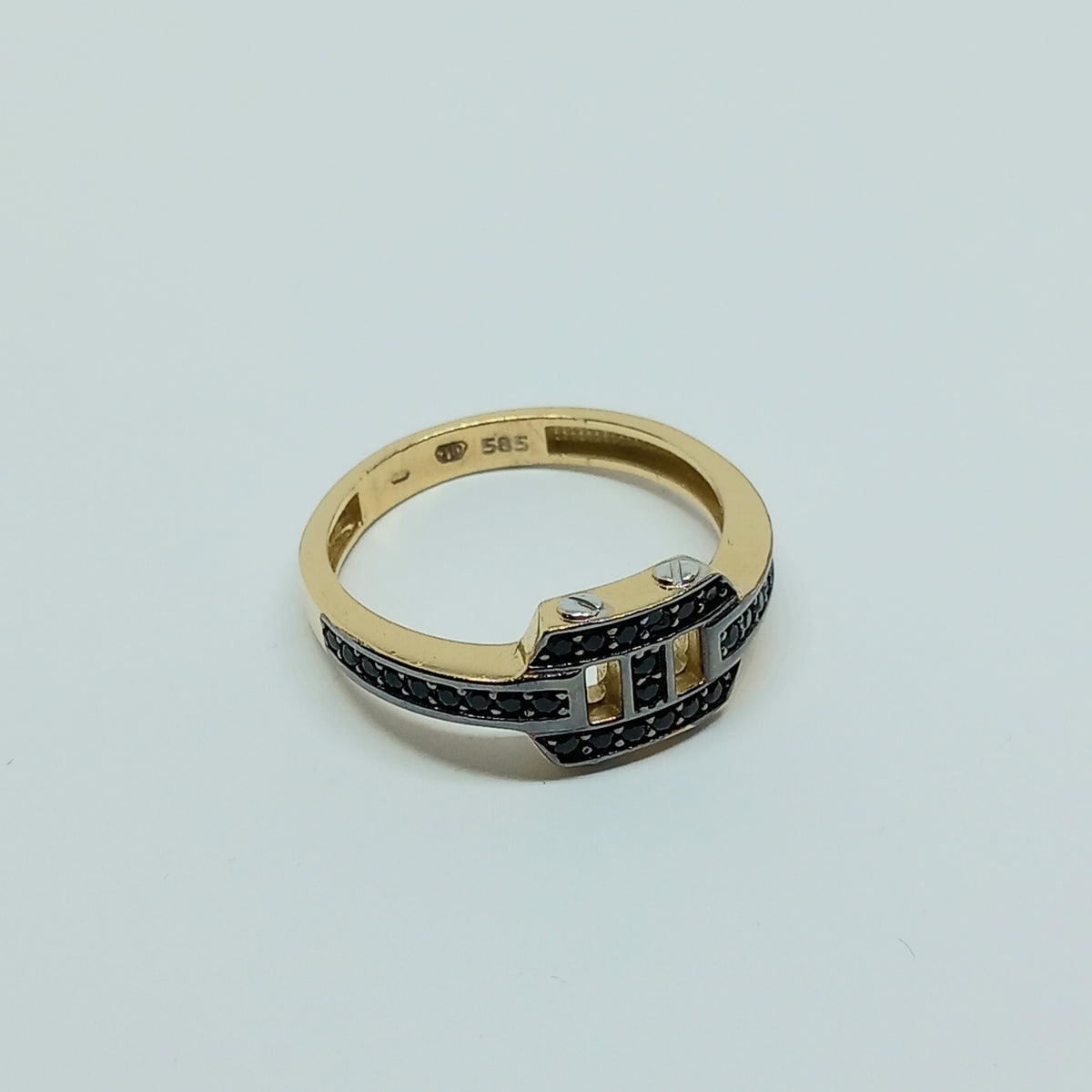 Pánský . Dámský prsten ze žlutého a bílého zlata 14k . vel. 64 . 3,92g . stav A1