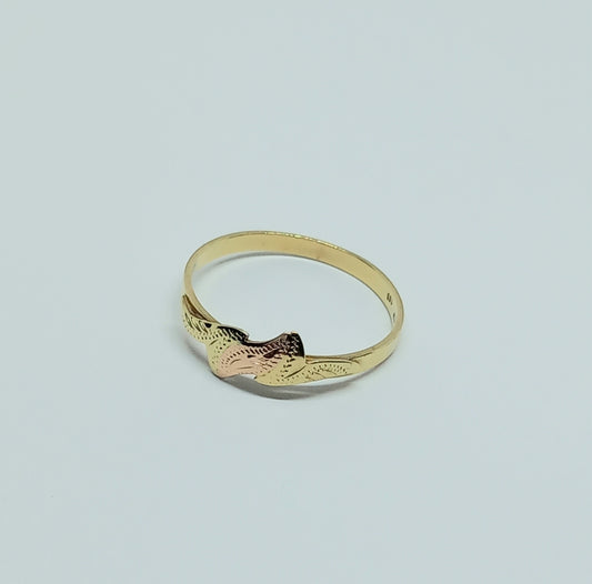 Zlatý prsten 14k 585/1000 - zlato žluté a růžové - použité - vel. 55