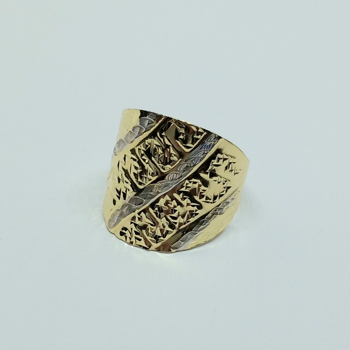 Dámský prsten ze žlutého a bílého zlata 14k . vel. 58 . 2,70g . stav B