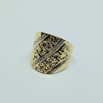 Dámský prsten ze žlutého a bílého zlata 14k . vel. 58 . 2,70g . stav B