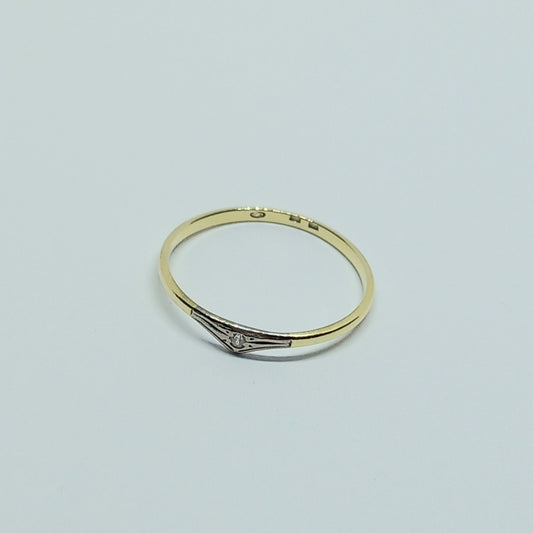 Zlatý prsten 14k 585/1000 - zlato žluté a bílé - použité - vel. 58