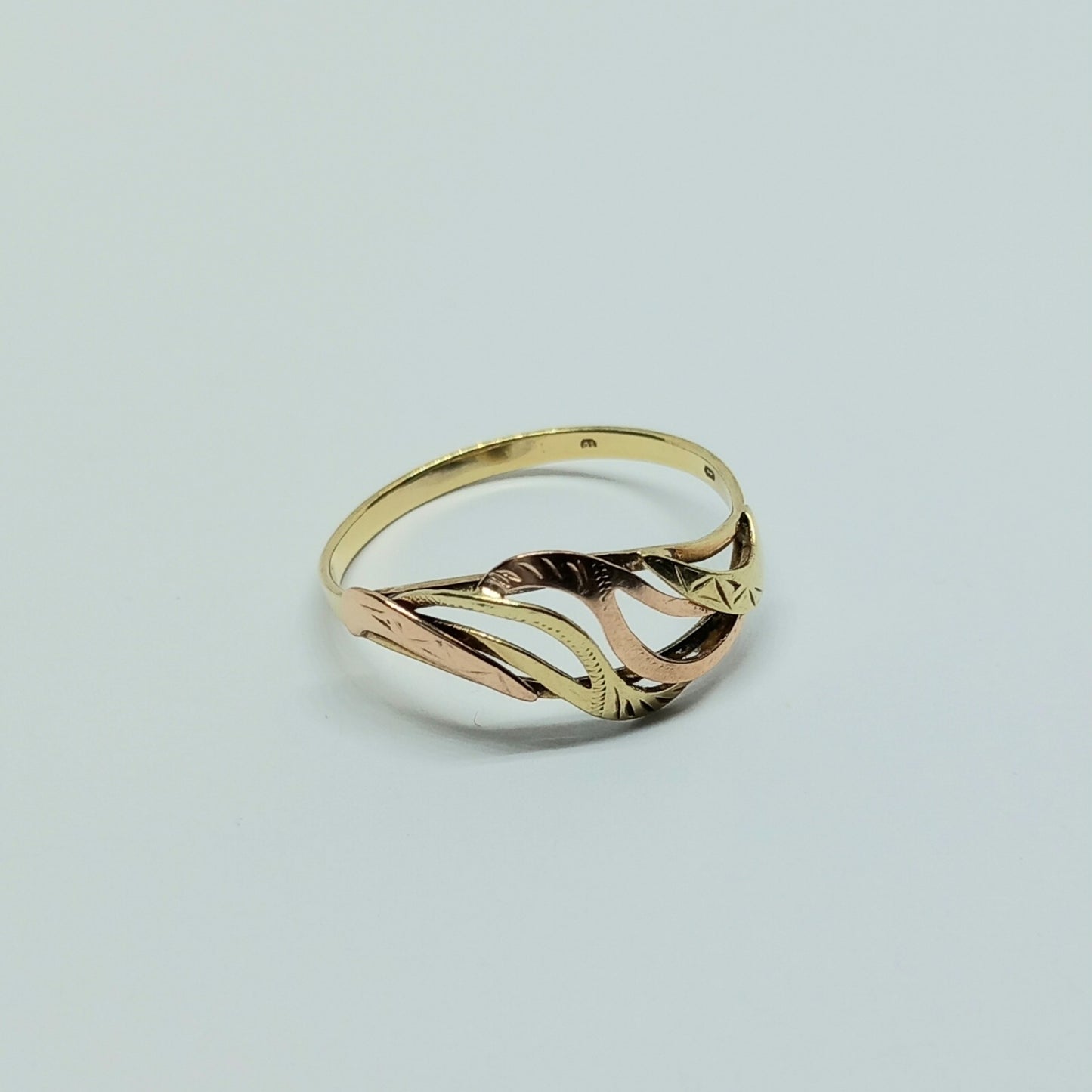 Zlatý prsten 14k 585/1000 - zlato žluté a růžové - vel. 62