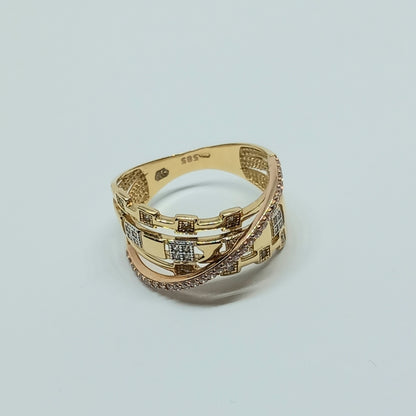 Dámský prsten ze žlutého a růžového zlata 14k . vel. 56 . 3,64g . stav A1