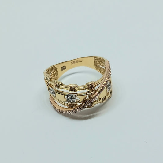 Dámský prsten ze žlutého a růžového zlata 14k . vel. 56 . 3,64g . stav A1