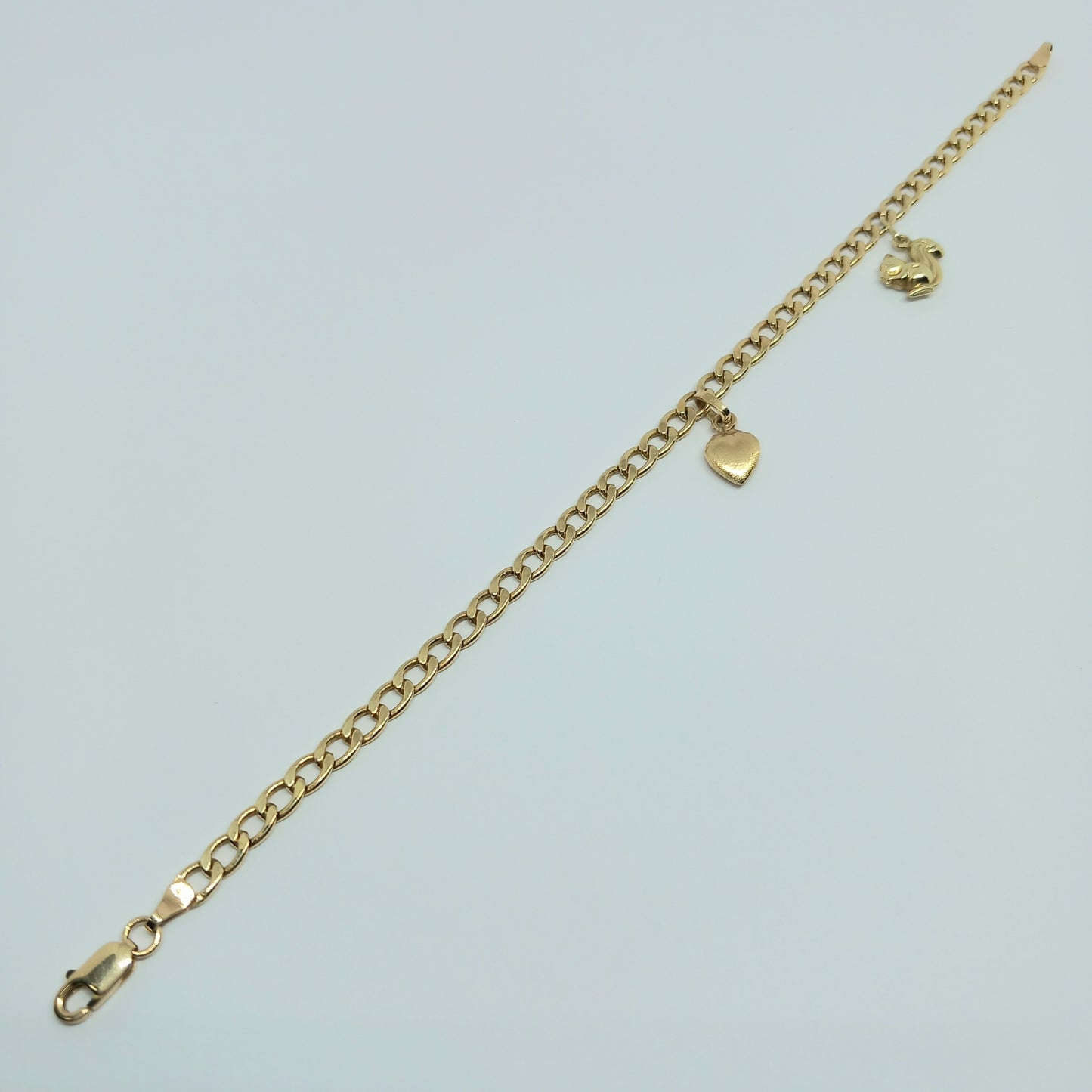 Zlatý náramek 14k 585/1000 Žebrák - srdce - veverka - zlato žluté - 19,5cm