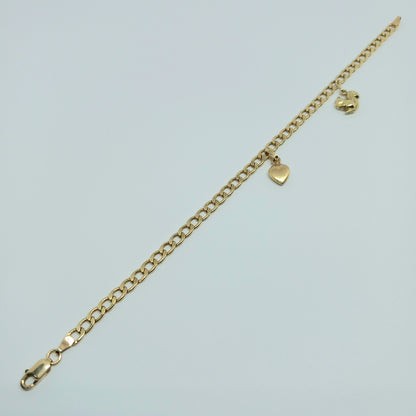 Zlatý náramek 14k 585/1000 Žebrák - srdce - veverka - zlato žluté - 19,5cm