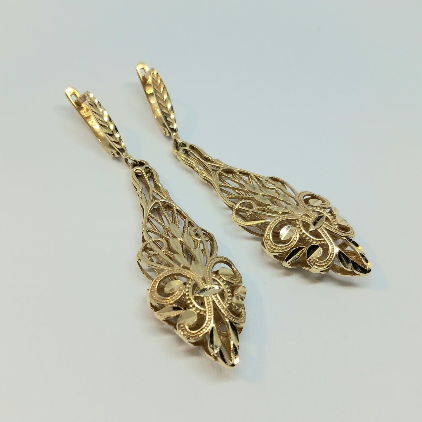 Zlaté náušnice 14k 585/1000 visací - zlato žluté - použité