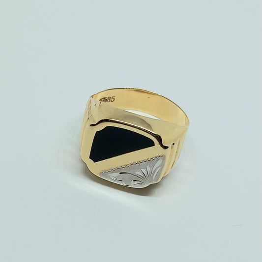Pánský prsten ze žlutého a bílého zlata 14k . vel. 66 . 4,85g . stav A1