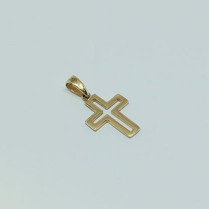 Přívěšek ze žlutého a bílého zlata 14k . Kříž . 0,70g . stav A1