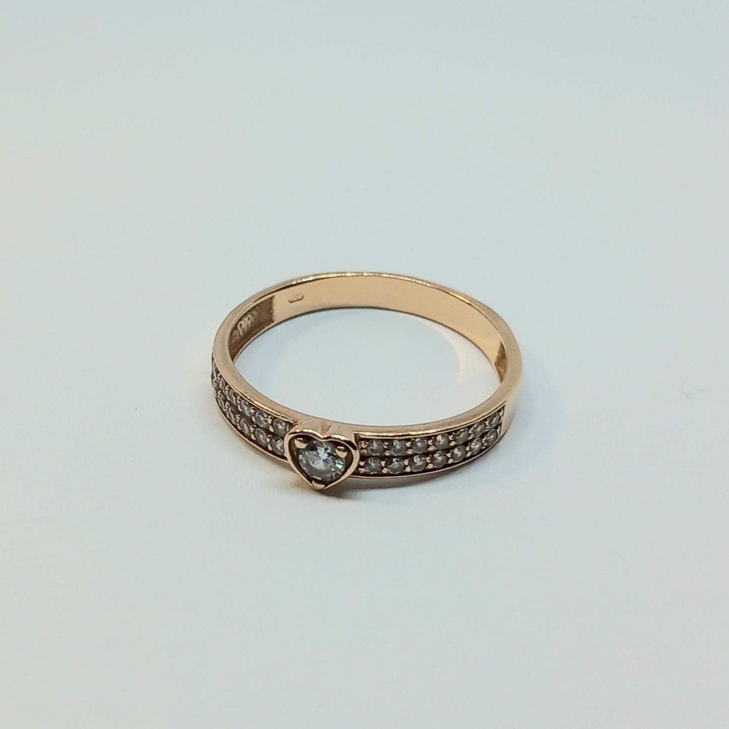 Zlatý prsten 14k 585/1000 Srdce - zlato růžové - použité - vel. 58